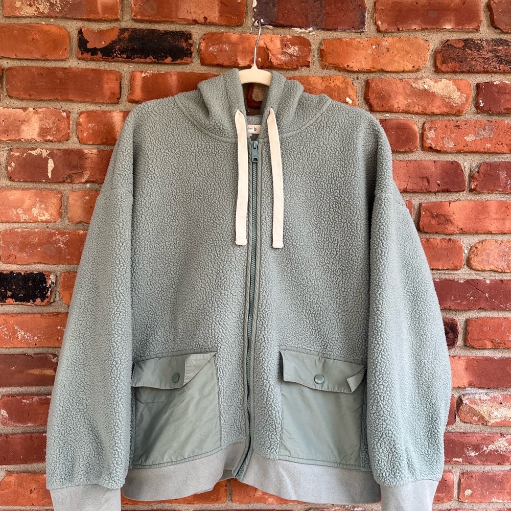 Madewell Frosted Willow (Re)sourced Fleece Hooded Zip Jacket